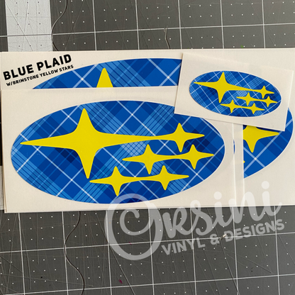 * Blue Plaid (Printed Vinyl) Emblem Overlay Decal Set